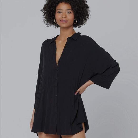 NWT L*Space Pacifica Tunic Women's S Black‎ Button Down - Picture 1 of 13